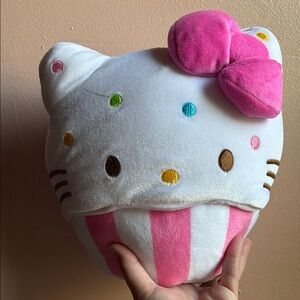Hello Kitty Plush with Pink Stripes and Colorful Dots